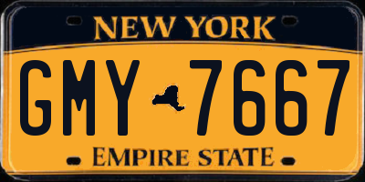 NY license plate GMY7667