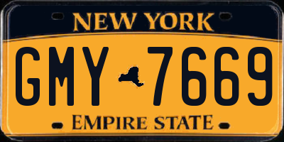 NY license plate GMY7669