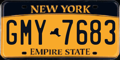 NY license plate GMY7683