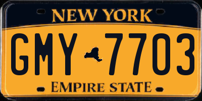 NY license plate GMY7703