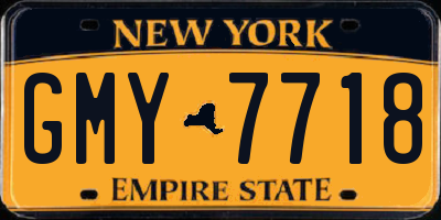 NY license plate GMY7718