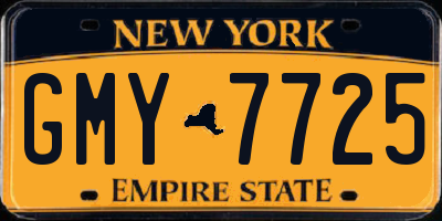 NY license plate GMY7725