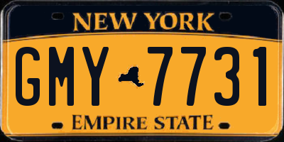 NY license plate GMY7731