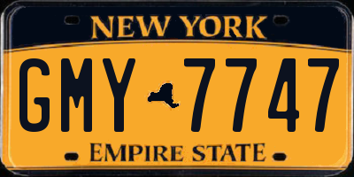 NY license plate GMY7747