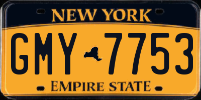 NY license plate GMY7753
