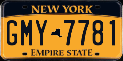 NY license plate GMY7781