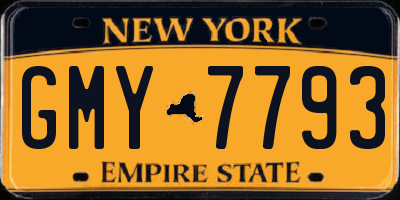 NY license plate GMY7793