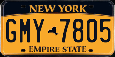 NY license plate GMY7805