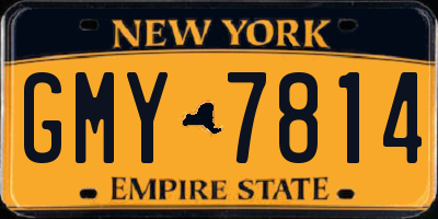 NY license plate GMY7814