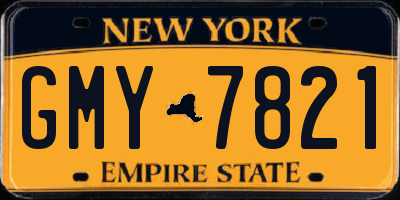 NY license plate GMY7821