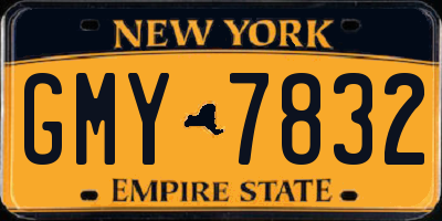 NY license plate GMY7832