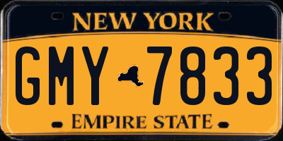NY license plate GMY7833