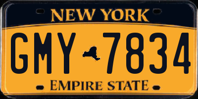 NY license plate GMY7834