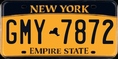 NY license plate GMY7872