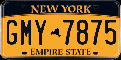 NY license plate GMY7875