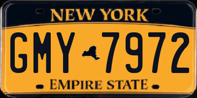 NY license plate GMY7972