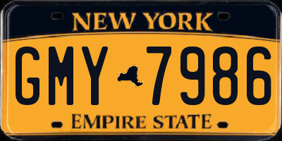 NY license plate GMY7986