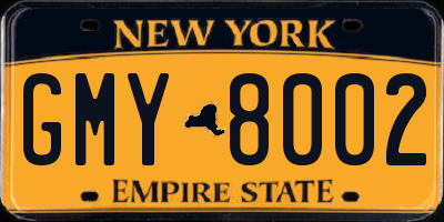 NY license plate GMY8002