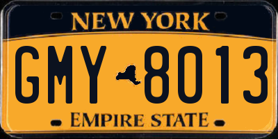 NY license plate GMY8013