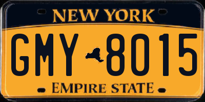 NY license plate GMY8015