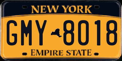 NY license plate GMY8018
