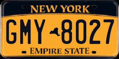 NY license plate GMY8027