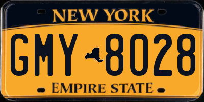 NY license plate GMY8028