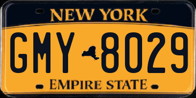 NY license plate GMY8029