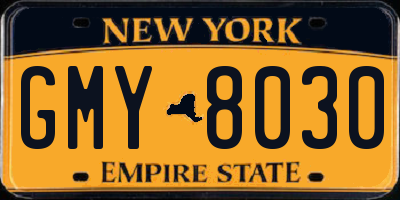 NY license plate GMY8030