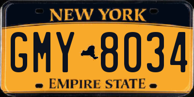 NY license plate GMY8034