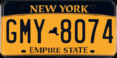 NY license plate GMY8074