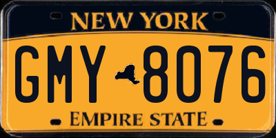NY license plate GMY8076