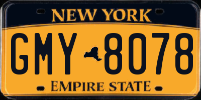 NY license plate GMY8078