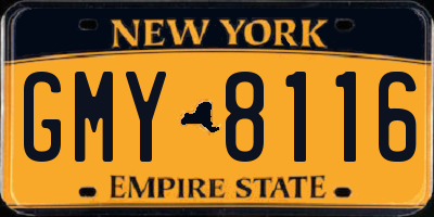 NY license plate GMY8116