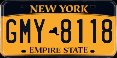 NY license plate GMY8118