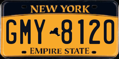 NY license plate GMY8120