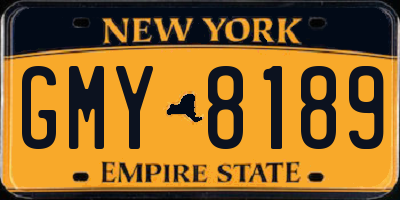 NY license plate GMY8189