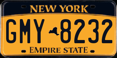 NY license plate GMY8232