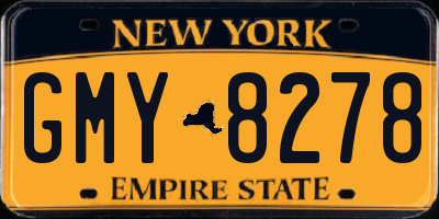NY license plate GMY8278
