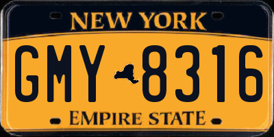 NY license plate GMY8316