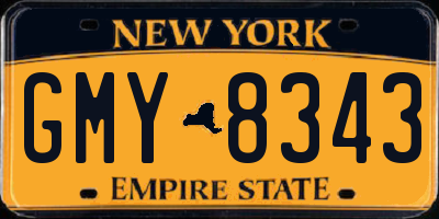 NY license plate GMY8343