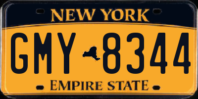 NY license plate GMY8344