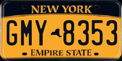 NY license plate GMY8353