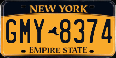 NY license plate GMY8374