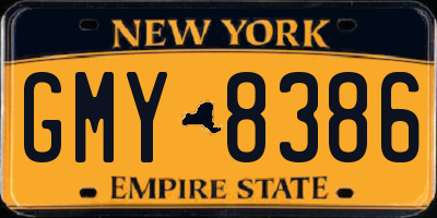 NY license plate GMY8386