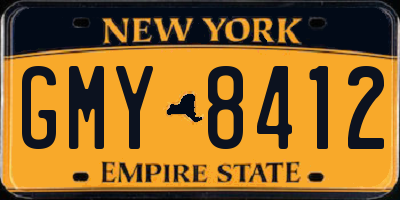 NY license plate GMY8412