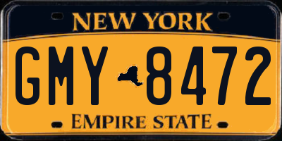NY license plate GMY8472