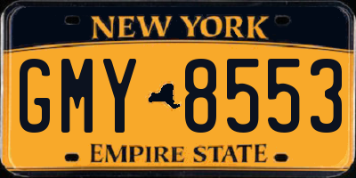 NY license plate GMY8553