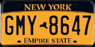 NY license plate GMY8647