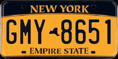 NY license plate GMY8651